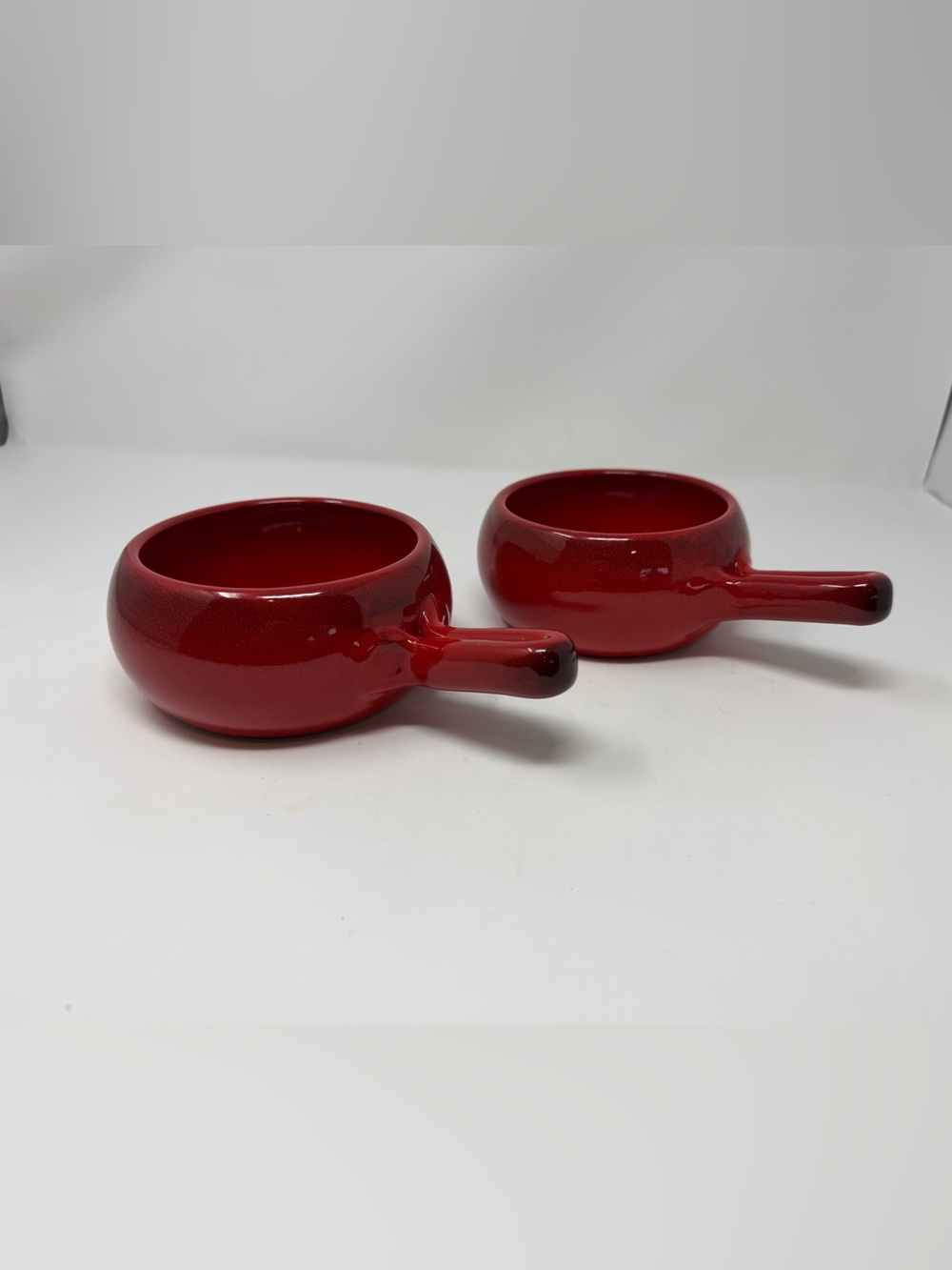 De Silva Red Glazed Terracotta Soup Bowls Set of 2 Chili Crock Rustic Italy